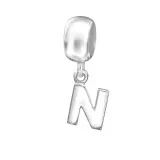 Hanging Initial N - 925 Sterling Silver Simple Beads SD12072