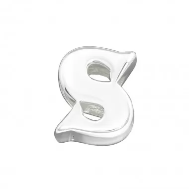 Initial S - 925 Sterling Silver Simple Beads SD6532