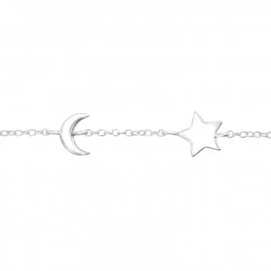 Moon And Star - 925 Sterling Silver Bracelets SD43729
