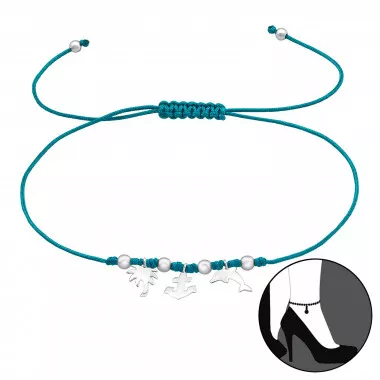 Sea - Nylon Cord Silver Anklets SD43844