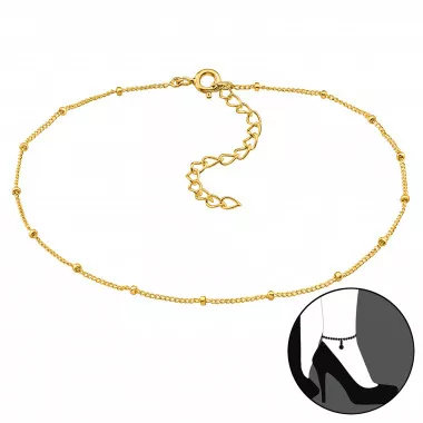 Cable Chain With Round Cylinders - 925 Sterling Silver Silver Anklets SD48642