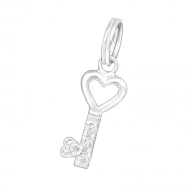 Key - 925 Sterling Silver Splitring Charms SD17472