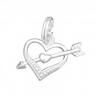 Heart And Arrow - 925 Sterling Silver Splitring Charms SD44455