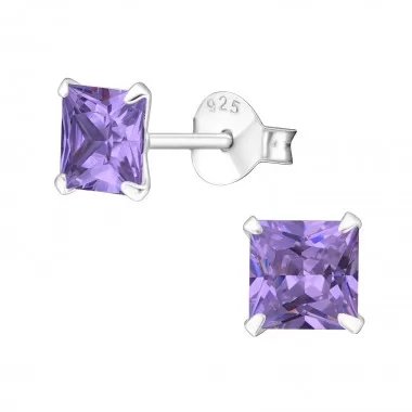 Square - 925 Sterling Silver Basic Stud Earrings SD1006