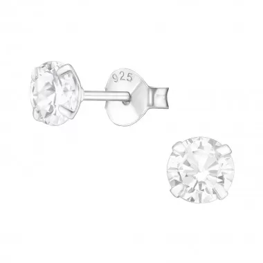 Round - 925 Sterling Silver Basic Stud Earrings SD1011