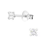 Square - 925 Sterling Silver Basic Stud Earrings SD10386