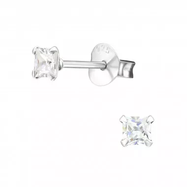 Square - 925 Sterling Silver Basic Stud Earrings SD10386