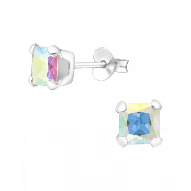 Squrae - 925 Sterling Silver Basic Stud Earrings SD15525