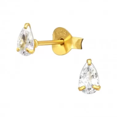 Tear Drop - 925 Sterling Silver Basic Stud Earrings SD15985