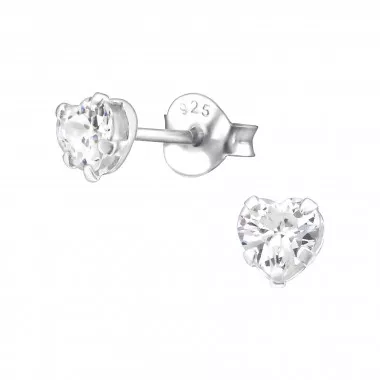 Heart - 925 Sterling Silver Basic Stud Earrings SD23040