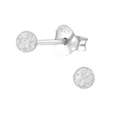Ball - 925 Sterling Silver Basic Stud Earrings SD8797