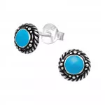 Round - 925 Sterling Silver Semi-Precious Stud Earrings SD21868