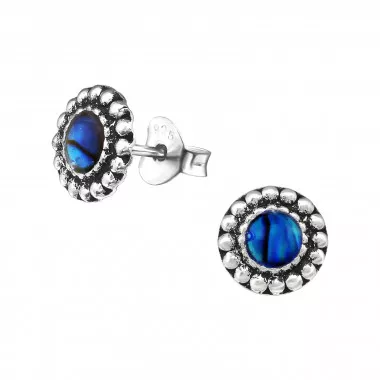 Round - 925 Sterling Silver Semi-Precious Stud Earrings SD30786