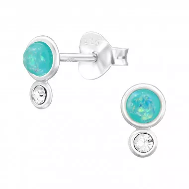 Geometric - 925 Sterling Silver Semi-Precious Stud Earrings SD44642