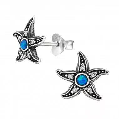 Starfish - 925 Sterling Silver Semi-Precious Stud Earrings SD48713