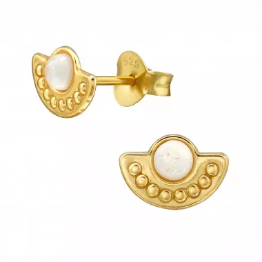 Ethnic - 925 Sterling Silver Semi-Precious Stud Earrings SD49232