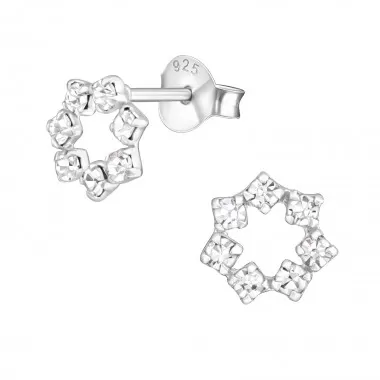 Polygon - 925 Sterling Silver Stud Earrings with Crystals SD16032