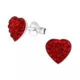 Heart - 925 Sterling Silver Stud Earrings with Crystals SD19335