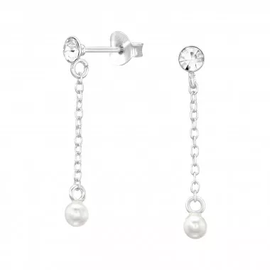 Basic - 925 Sterling Silver Stud Earrings with Crystals SD46210