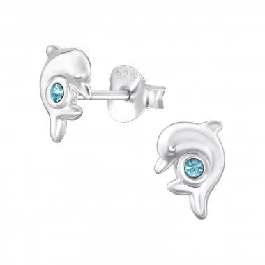 Dolphin - 925 Sterling Silver Stud Earrings with Crystals SD48003