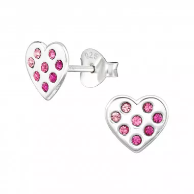 Heart - 925 Sterling Silver Stud Earrings with Crystals SD48355
