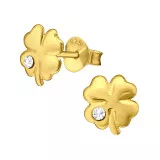 Clover - 925 Sterling Silver Stud Earrings with Crystals SD48521