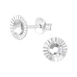 Circle - 925 Sterling Silver Stud Earrings with Crystals SD48719