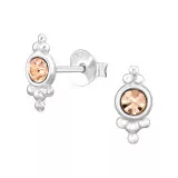 Antique - 925 Sterling Silver Stud Earrings with Crystals SD48792