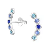Geometric - 925 Sterling Silver Stud Earrings with Crystals SD48933