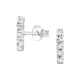 Vertical Bar - 925 Sterling Silver Stud Earrings with Crystals SD49159