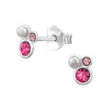 Cluster - 925 Sterling Silver Stud Earrings with Crystals SD49230
