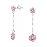 Flower - 925 Sterling Silver Stud Earrings with Crystals SD49540
