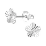 Flower - 925 Sterling Silver Stud Earrings with Crystals SD49698