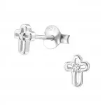 Cross - 925 Sterling Silver Stud Earrings with CZ SD33217