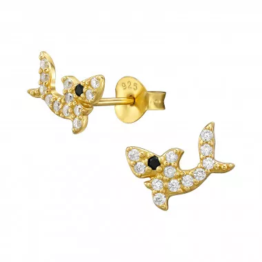 Shark - 925 Sterling Silver Stud Earrings with CZ SD47656