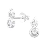 Circles - 925 Sterling Silver Stud Earrings with CZ SD48652
