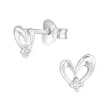 Heart - 925 Sterling Silver Stud Earrings with CZ SD48708