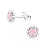 Dotted Circle - 925 Sterling Silver Stud Earrings with CZ SD48966