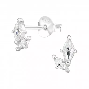 Marquise - 925 Sterling Silver Stud Earrings with CZ SD49194