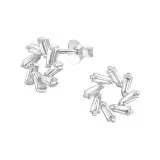 Baguette Circle - 925 Sterling Silver Stud Earrings with CZ SD49290