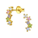 Rainbow Cluster - 925 Sterling Silver Stud Earrings with CZ SD49491