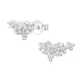 Flower - 925 Sterling Silver Stud Earrings with CZ SD49494