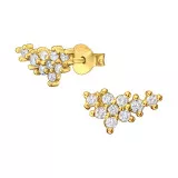 Flower - 925 Sterling Silver Stud Earrings with CZ SD49495