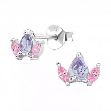 Marquise Cluster - 925 Sterling Silver Stud Earrings with CZ SD49509