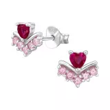 Heart Shape - 925 Sterling Silver Stud Earrings with CZ SD49511