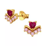 Heart Shape - 925 Sterling Silver Stud Earrings with CZ SD49512