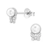 Butterfly - 925 Sterling Silver Stud Earrings with CZ SD49682
