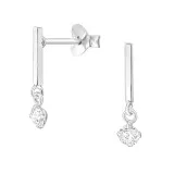 Bar - 925 Sterling Silver Stud Earrings with CZ SD49725