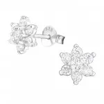 Snowflake - 925 Sterling Silver Stud Earrings with CZ SD7876