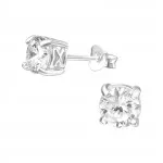 Round - 925 Sterling Silver Stud Earrings with CZ SD9470